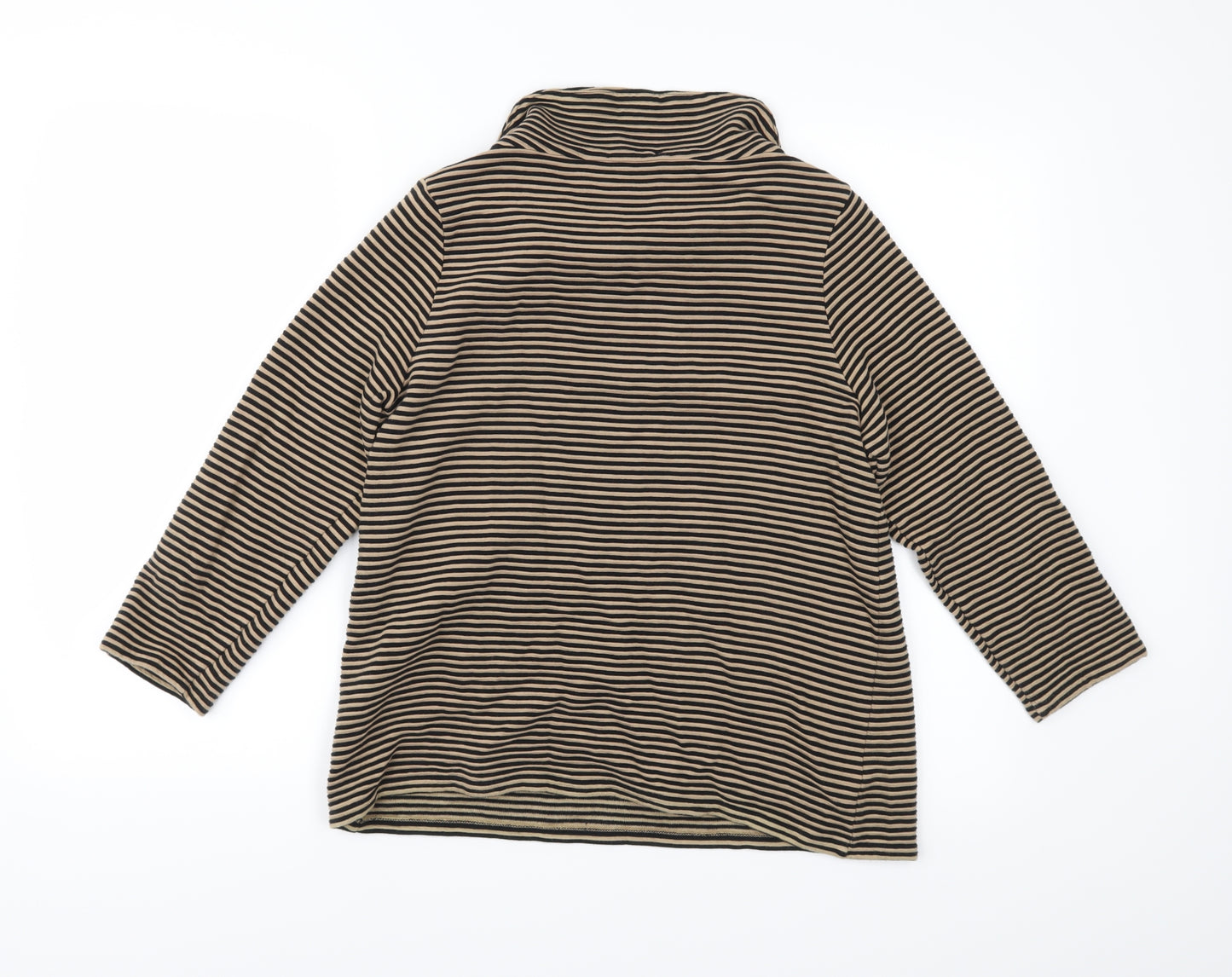 Pure Womens Brown Striped Jersey Basic Blouse Size 14