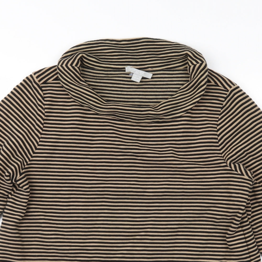 Pure Womens Brown Striped Jersey Basic Blouse Size 14
