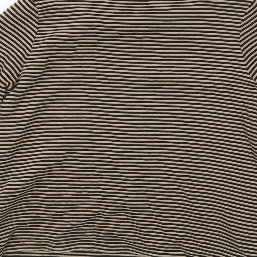 Pure Womens Brown Striped Jersey Basic Blouse Size 14