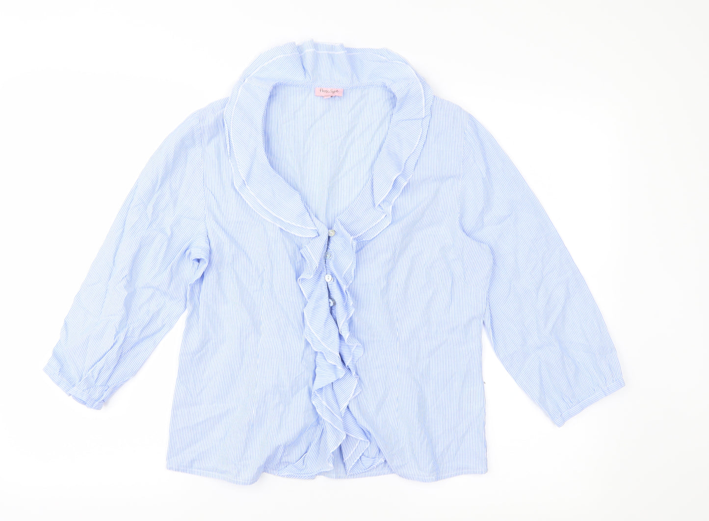 Phase Eight Womens Blue Striped  Basic Blouse Size 10