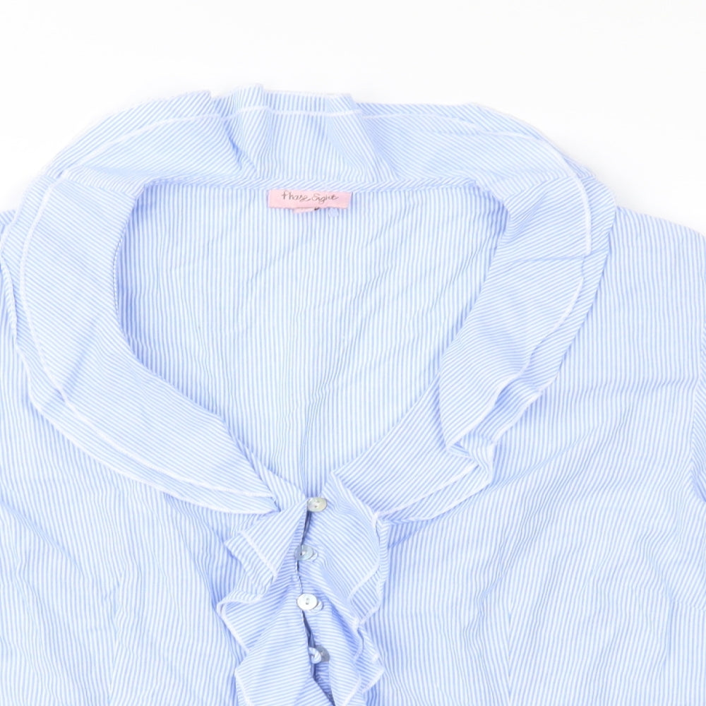 Phase Eight Womens Blue Striped  Basic Blouse Size 10