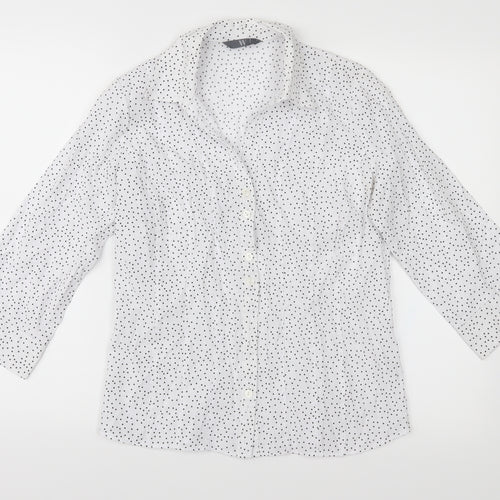 BHS Womens White Polka Dot  Basic Button-Up Size 10