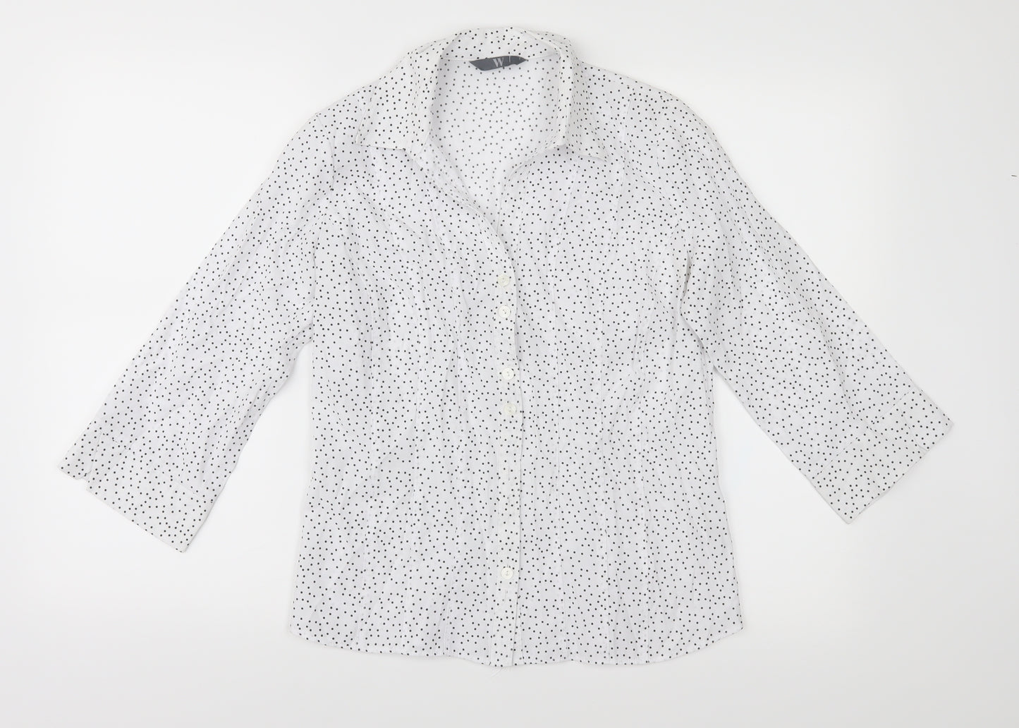 BHS Womens White Polka Dot  Basic Button-Up Size 10