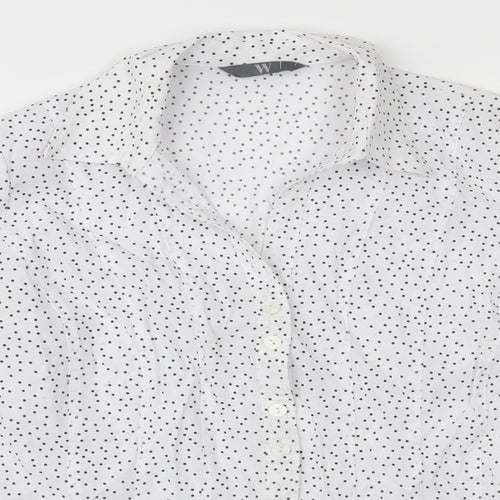 BHS Womens White Polka Dot  Basic Button-Up Size 10