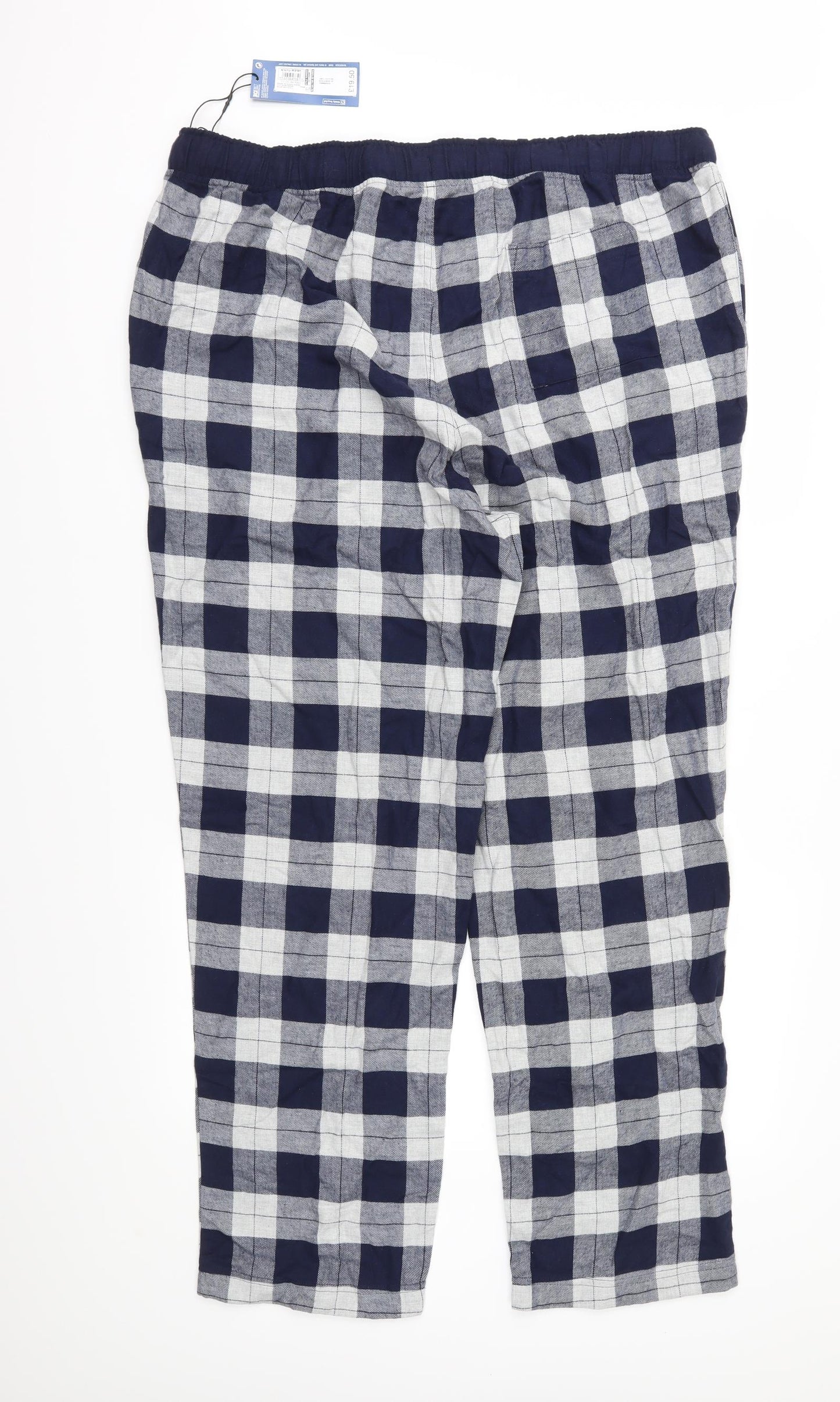Marks and Spencer Mens Blue Check   Lounge Pants Size 2XL  - Brushed cotton