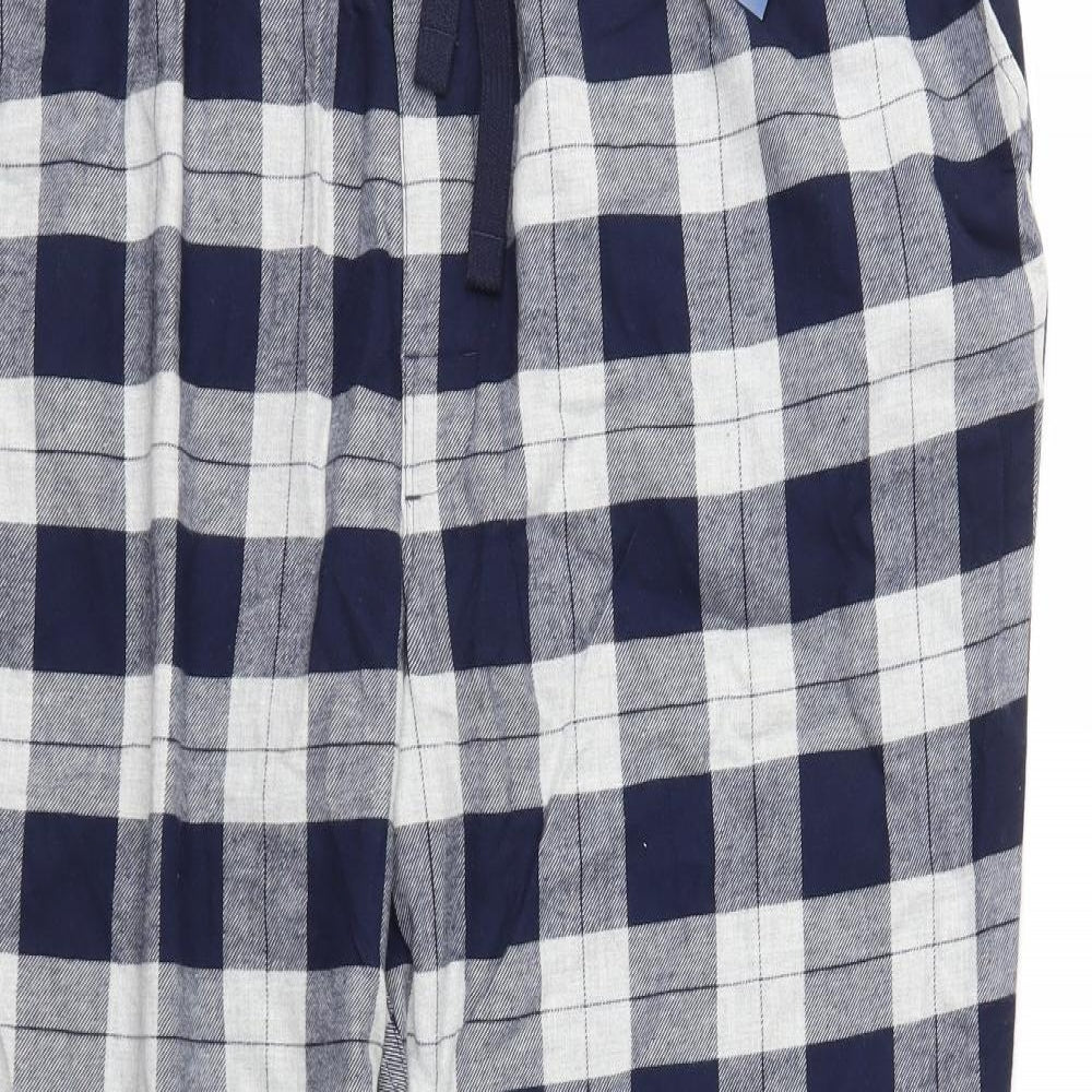 Marks and Spencer Mens Blue Check   Lounge Pants Size 2XL  - Brushed cotton