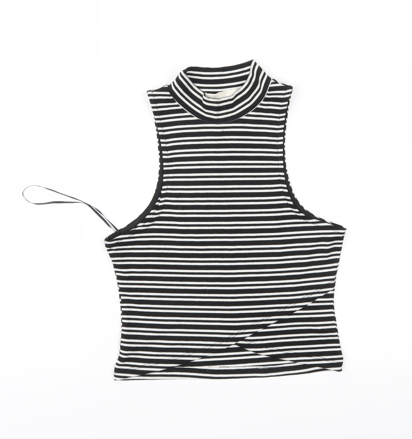 Vera & Lucy Womens Black Striped Jersey Basic T-Shirt Size M