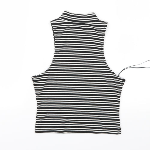 Vera & Lucy Womens Black Striped Jersey Basic T-Shirt Size M