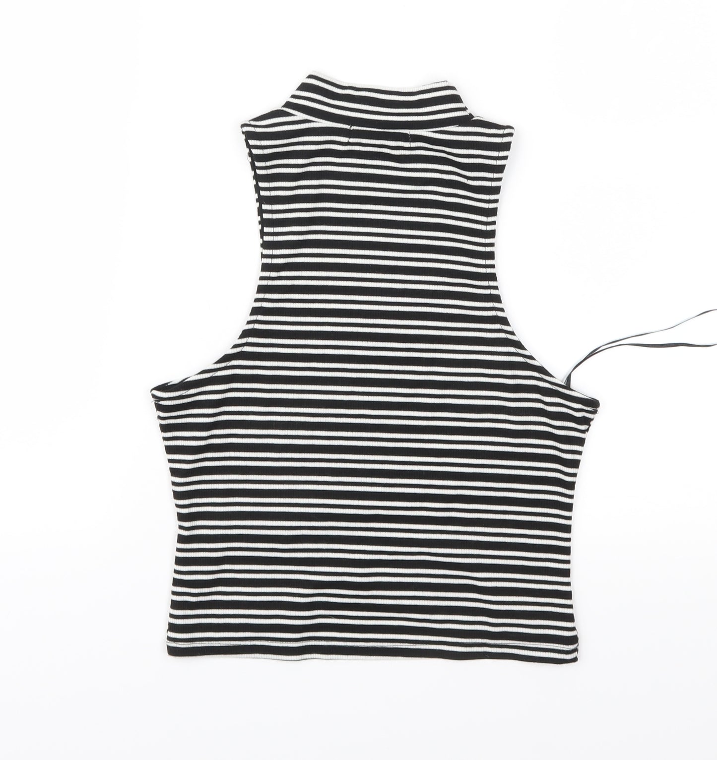 Vera & Lucy Womens Black Striped Jersey Basic T-Shirt Size M