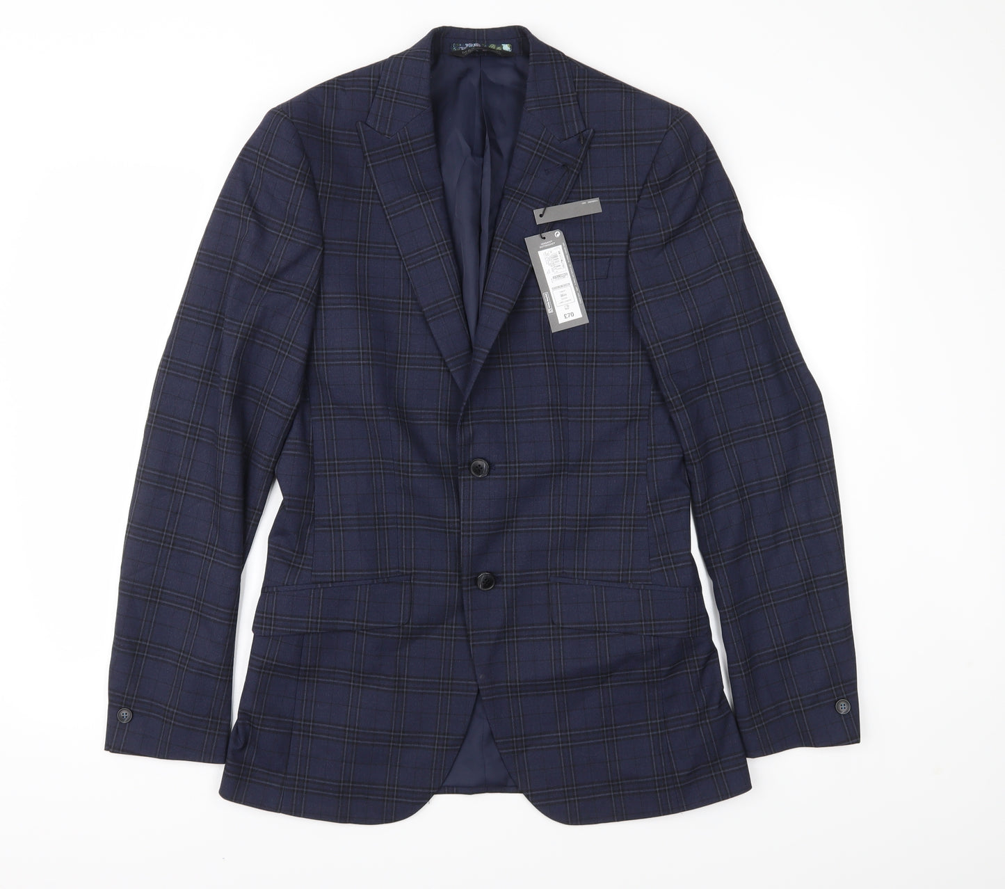 Marks and Spencer Mens Blue Check  Jacket Suit Jacket Size 36
