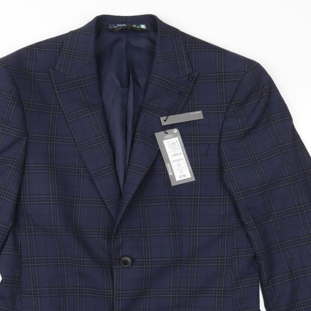 Marks and Spencer Mens Blue Check  Jacket Suit Jacket Size 36