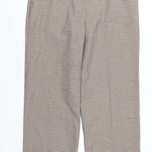 Marks and Spencer Womens Brown Houndstooth  Trousers  Size 14 L29 in