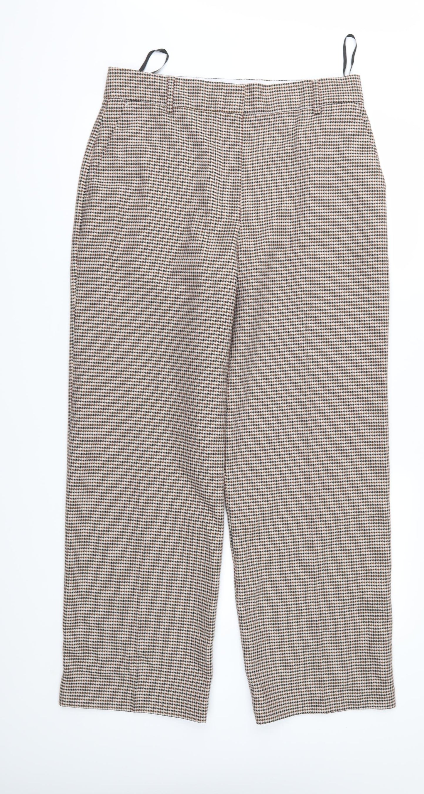 Marks and Spencer Womens Brown Houndstooth  Trousers  Size 14 L29 in
