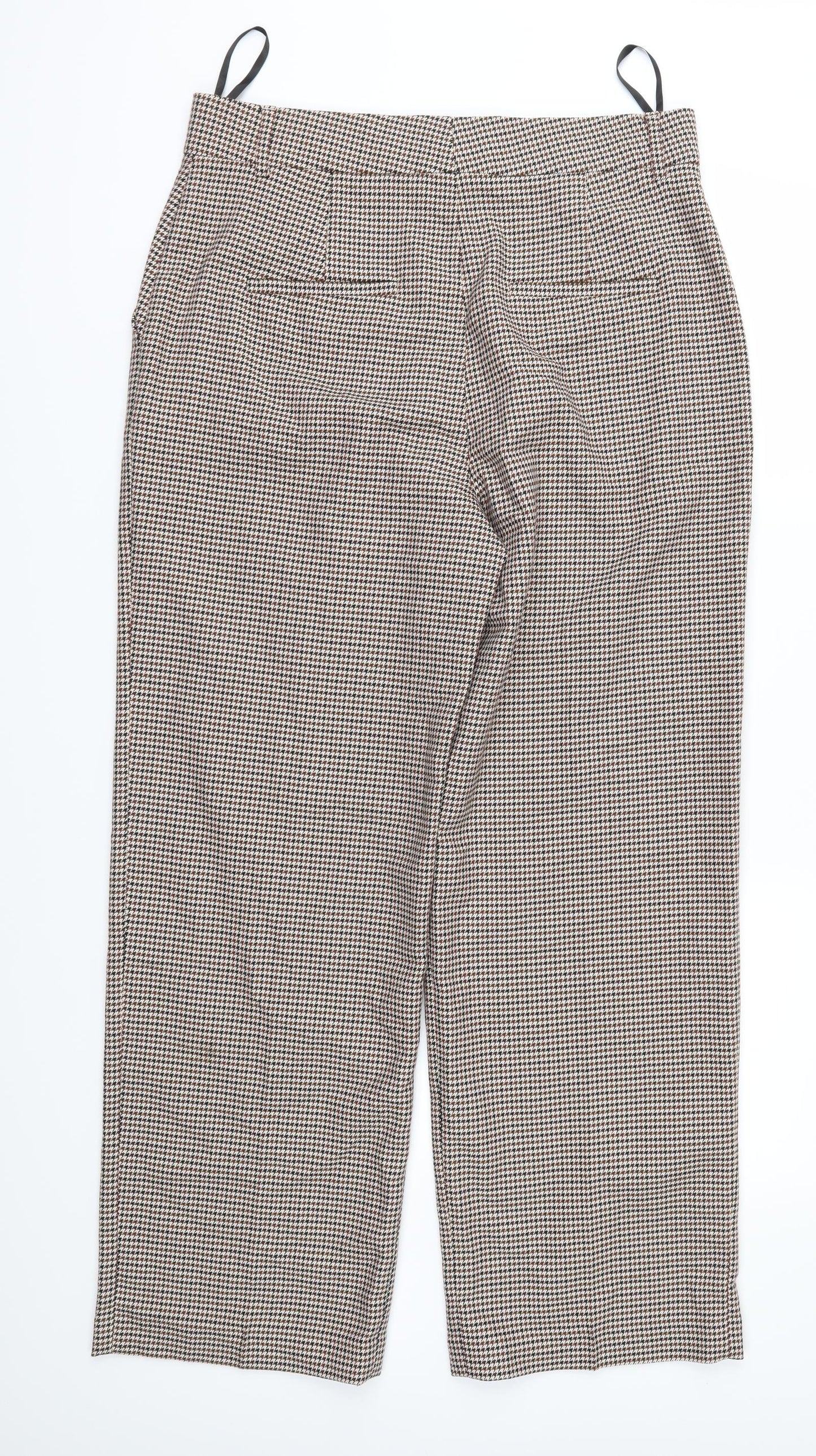 Marks and Spencer Womens Brown Houndstooth  Trousers  Size 14 L29 in