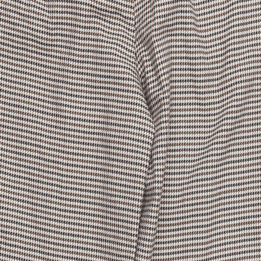 Marks and Spencer Womens Brown Houndstooth  Trousers  Size 14 L29 in