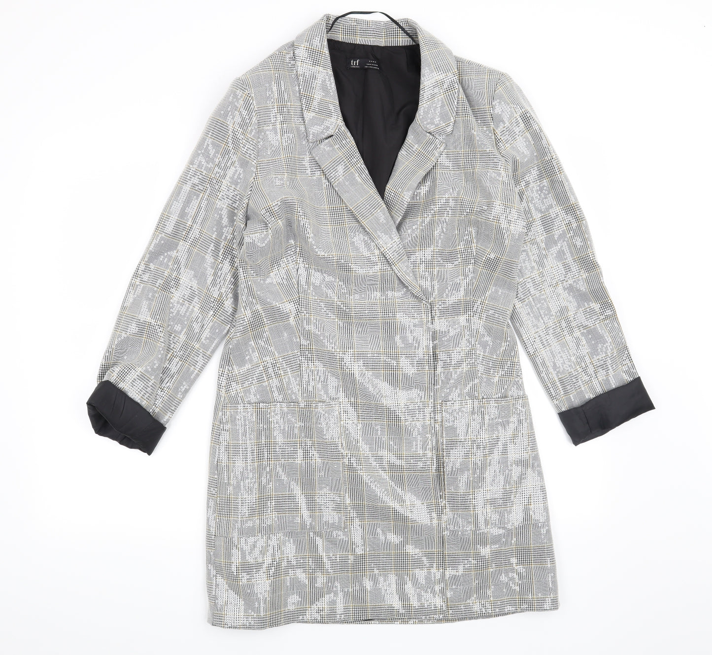 Zara Womens Grey Check  Jacket Blazer Size L