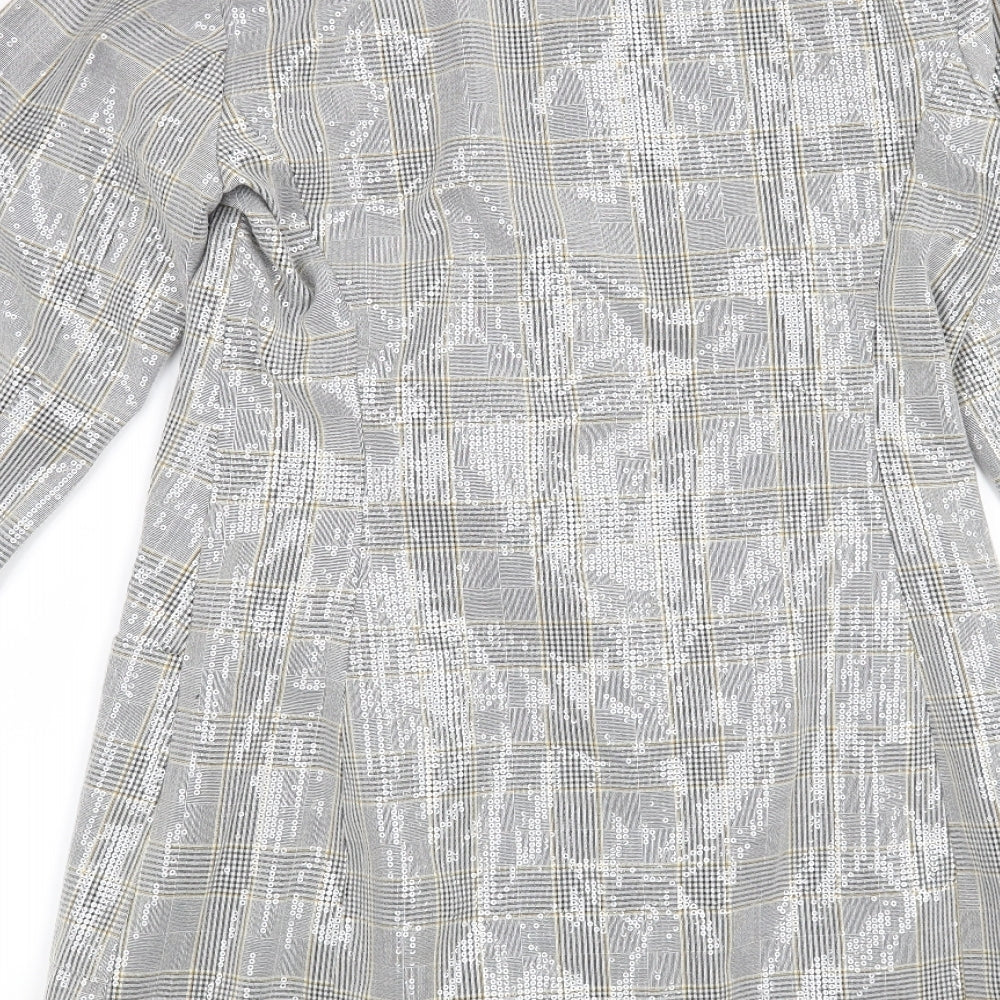 Zara Womens Grey Check  Jacket Blazer Size L