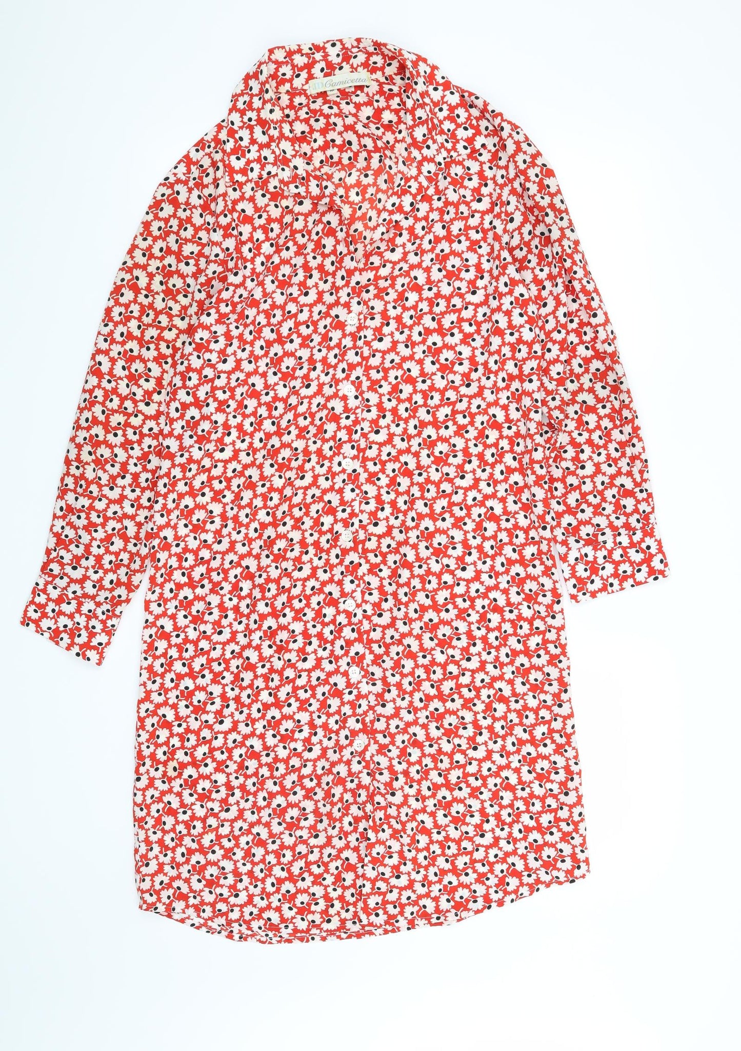 Preworn Womens Red Floral  Shirt Dress  Size M