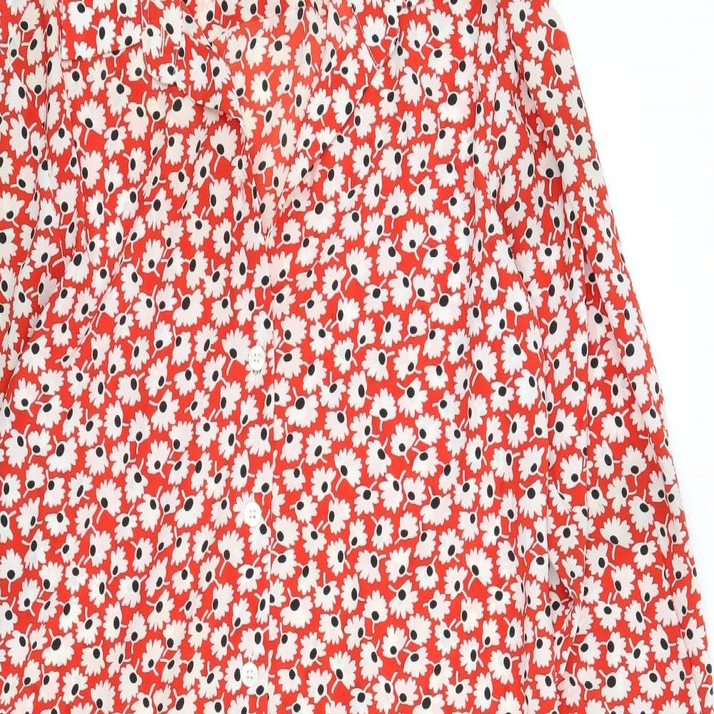 Preworn Womens Red Floral  Shirt Dress  Size M