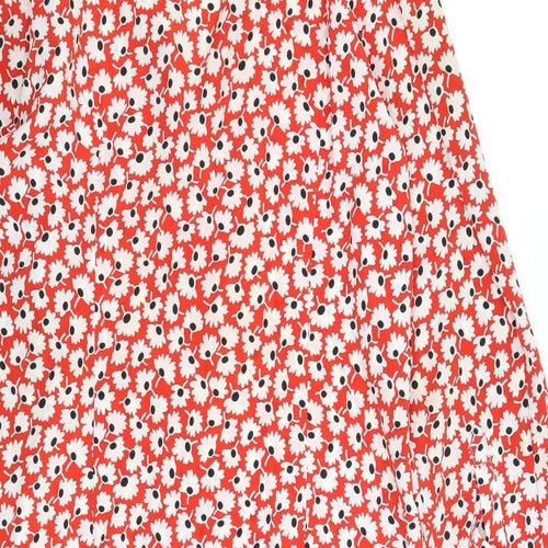 Preworn Womens Red Floral  Shirt Dress  Size M