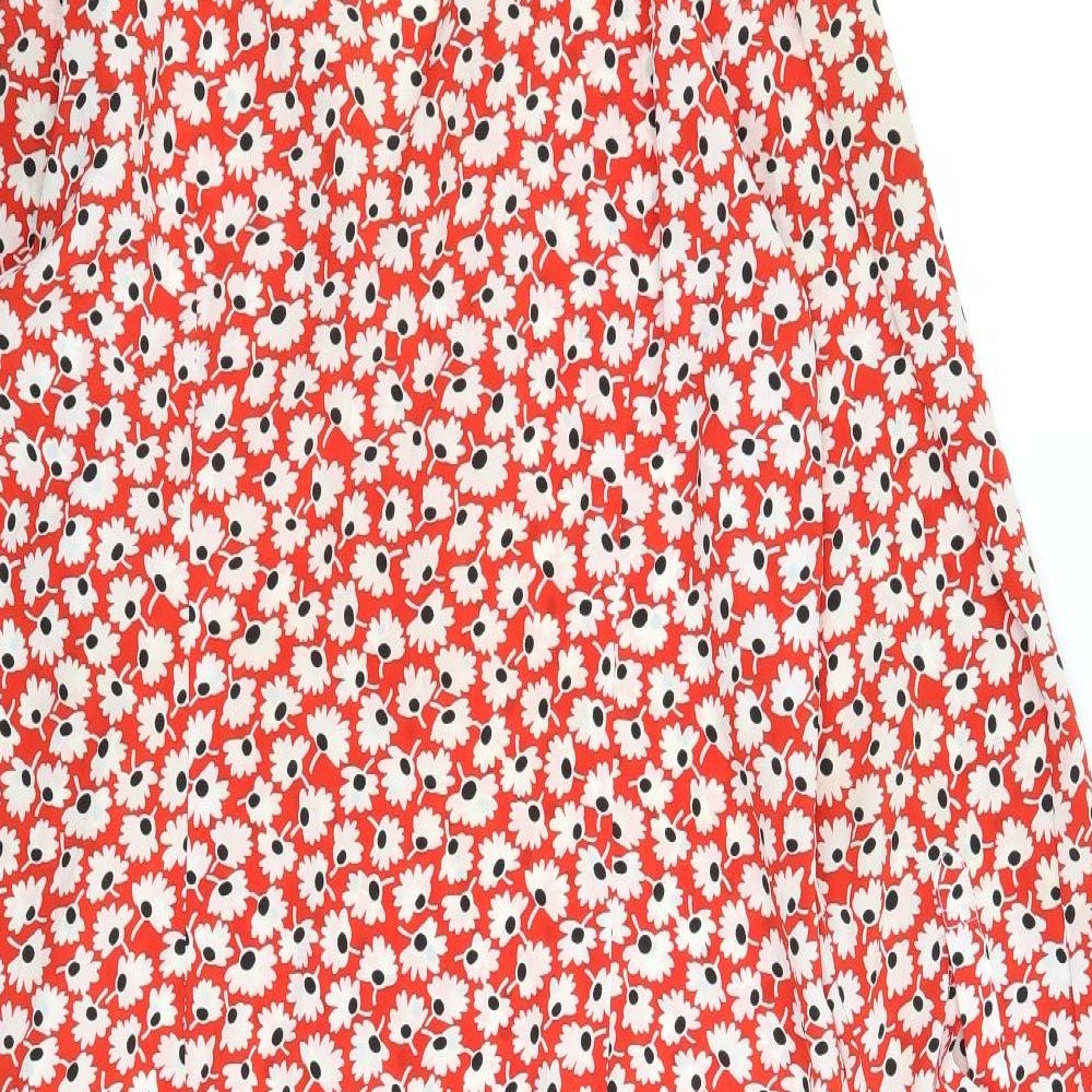 Preworn Womens Red Floral  Shirt Dress  Size M