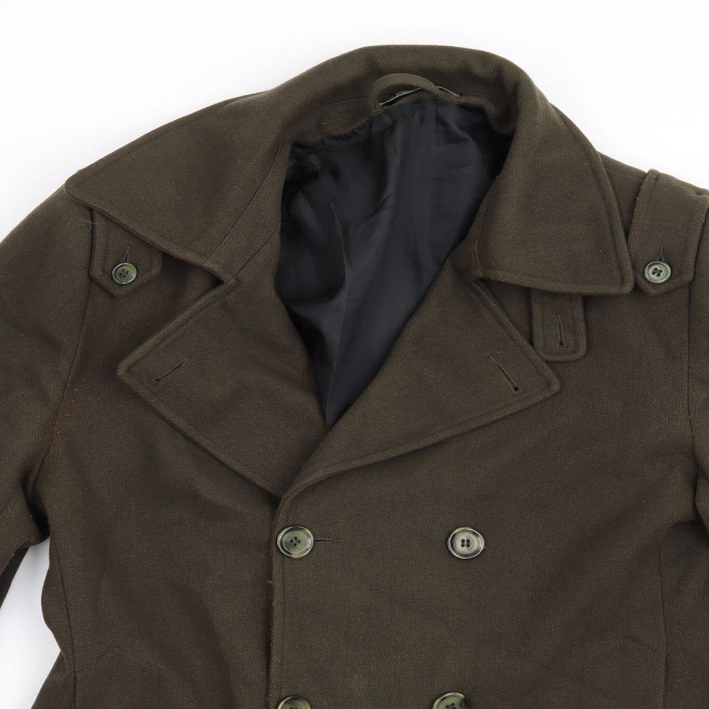 Topman Mens Green   Overcoat Coat Size S