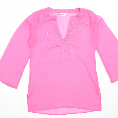 Atmosphere Womens Pink Floral  Basic Blouse Size 10
