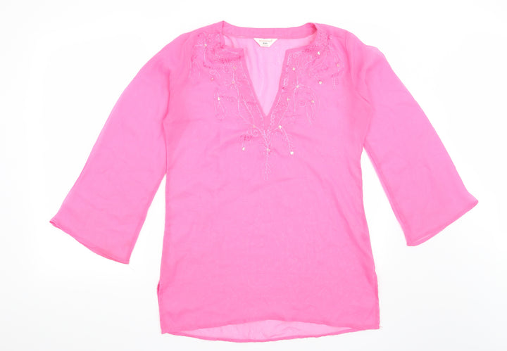 Atmosphere Womens Pink Floral Basic Blouse Size 10