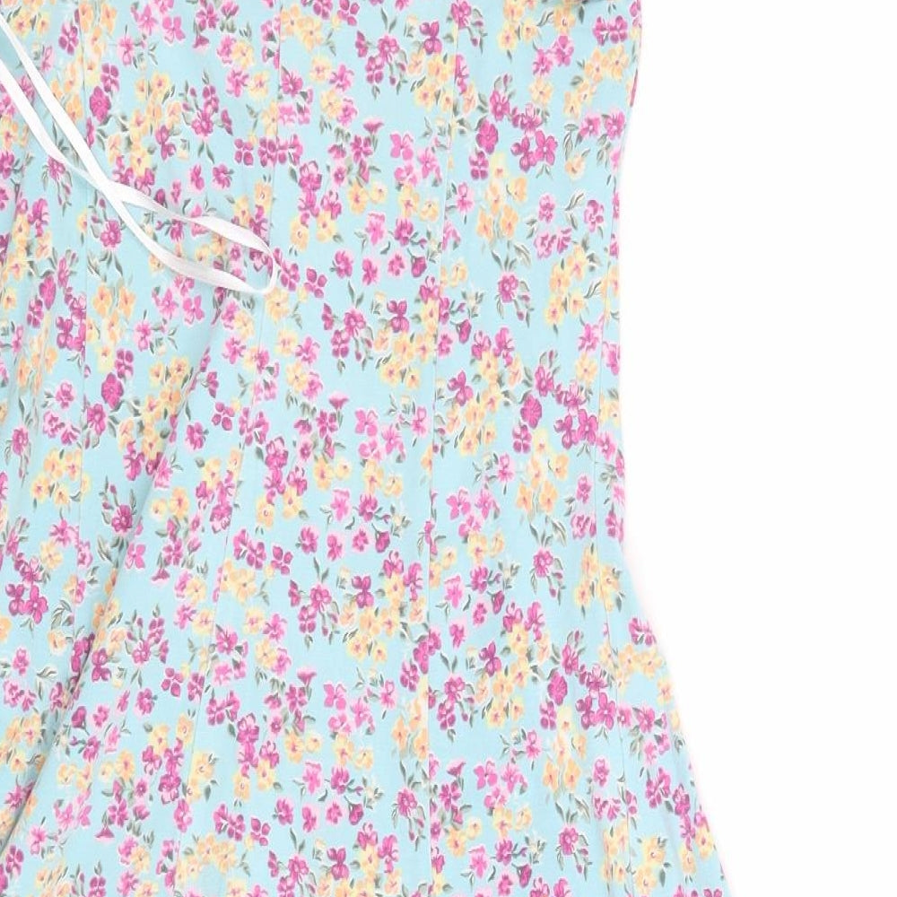 New Look Womens Blue Floral  Skater Dress  Size 12