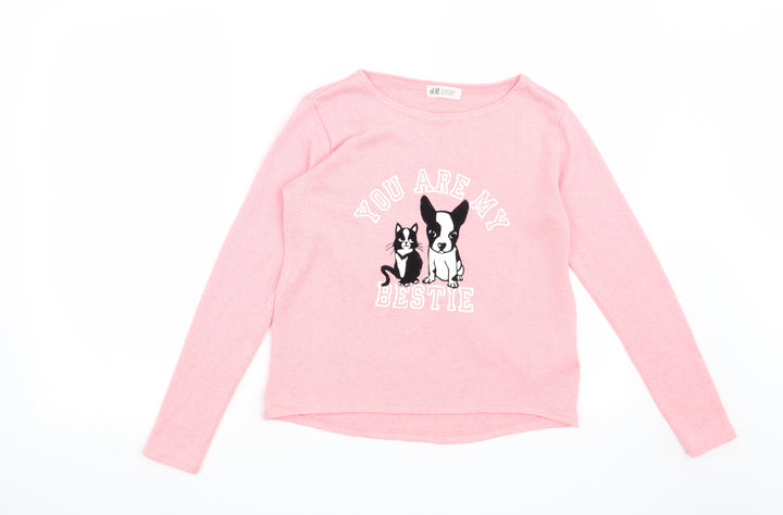 H&M Girls Pink   Pullover Sweatshirt Size 11-12 Years  - You are my Bestie