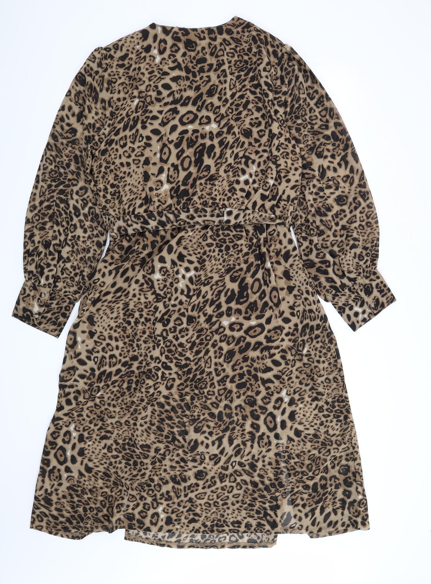 Boohoo Womens Brown Animal Print  Fit & Flare  Size 14