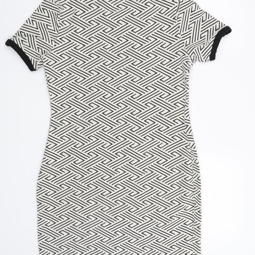 Select Womens White Geometric  T-Shirt Dress  Size 14