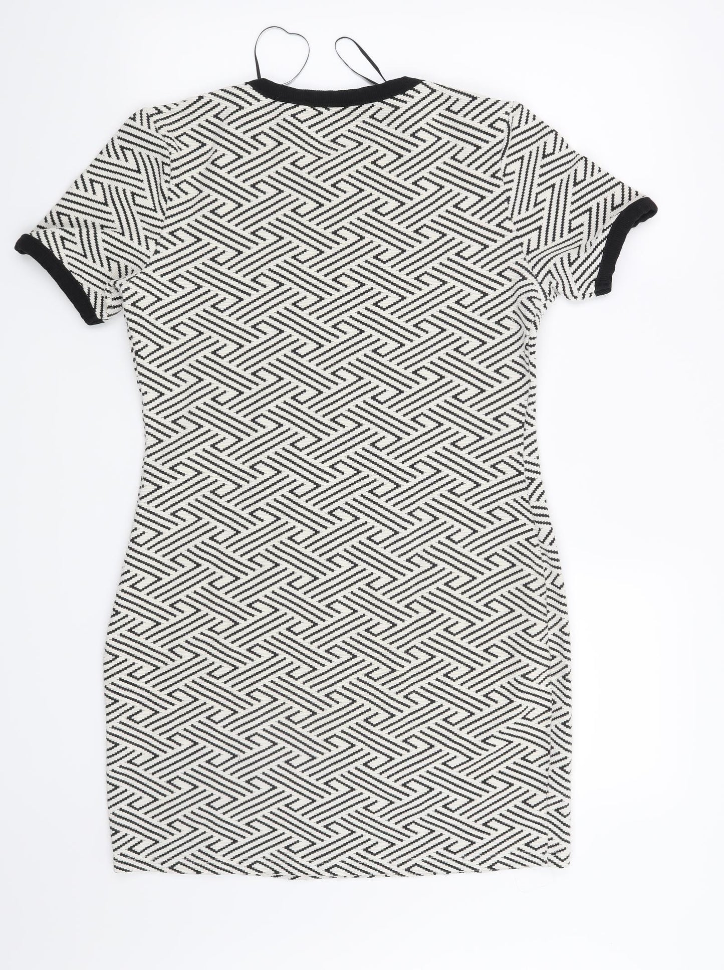 Select Womens White Geometric  T-Shirt Dress  Size 14
