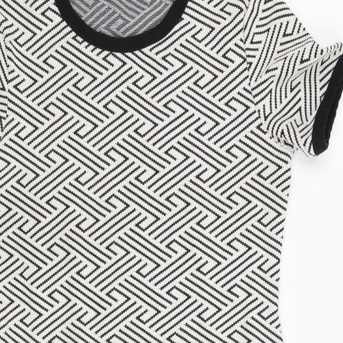 Select Womens White Geometric  T-Shirt Dress  Size 14