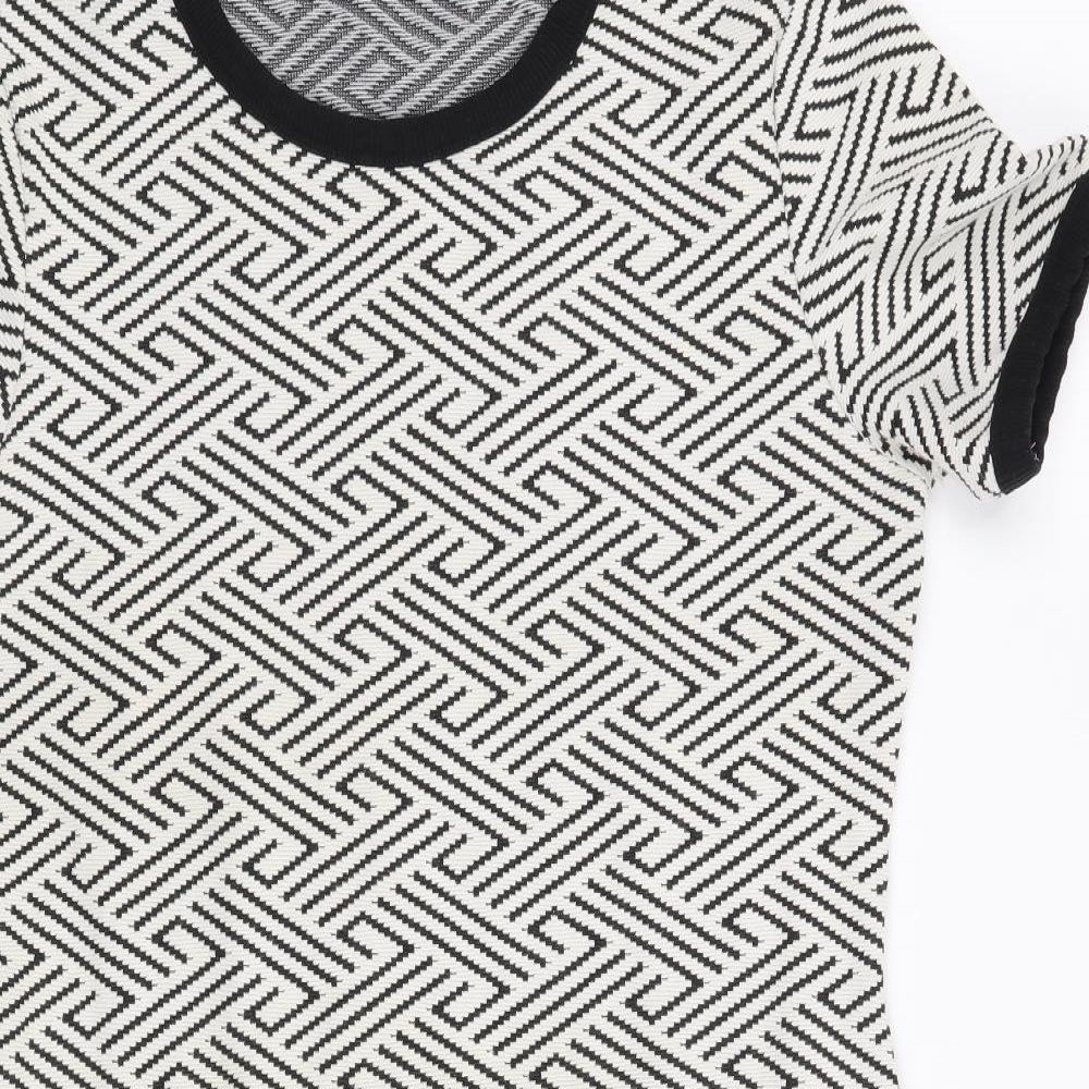 Select Womens White Geometric  T-Shirt Dress  Size 14