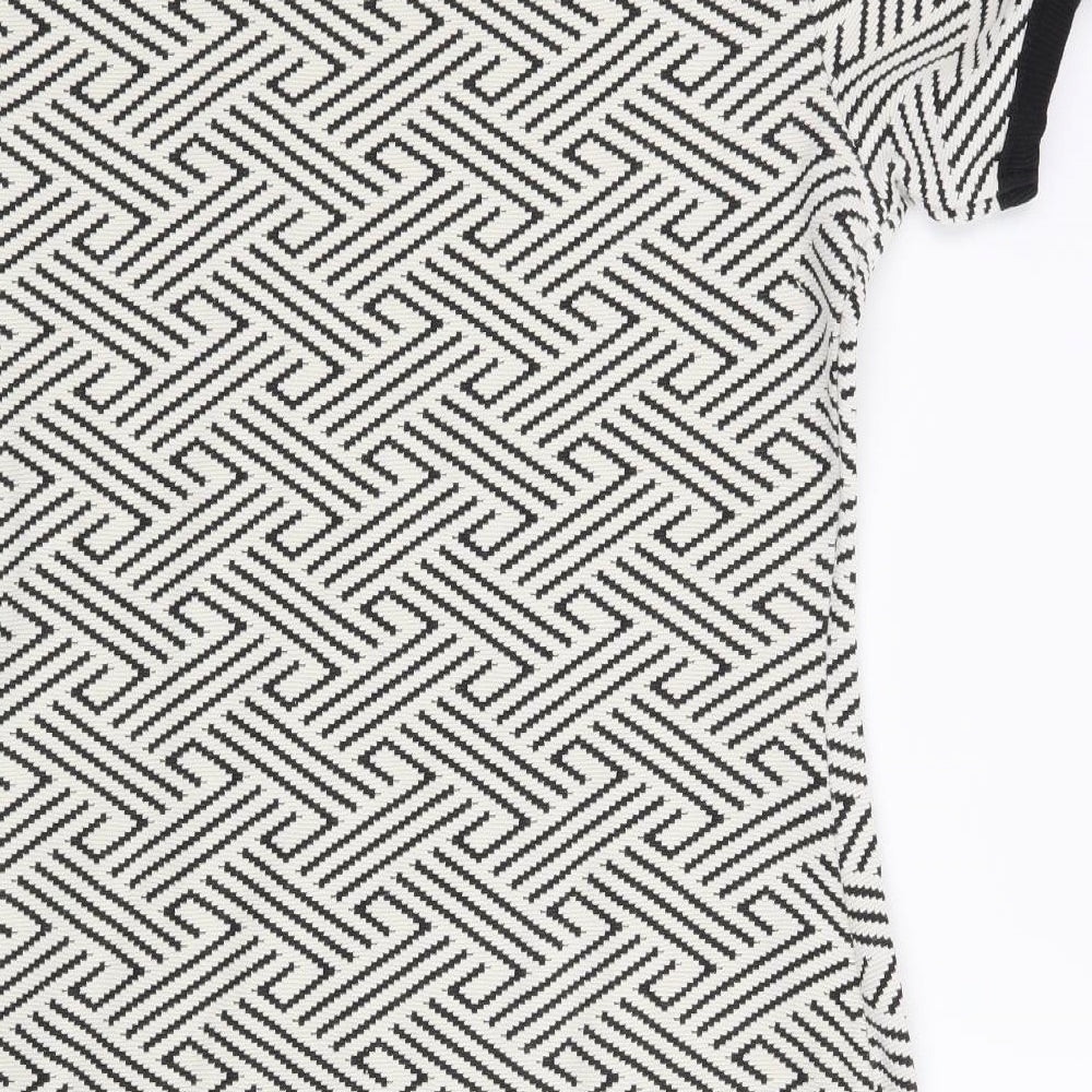 Select Womens White Geometric  T-Shirt Dress  Size 14