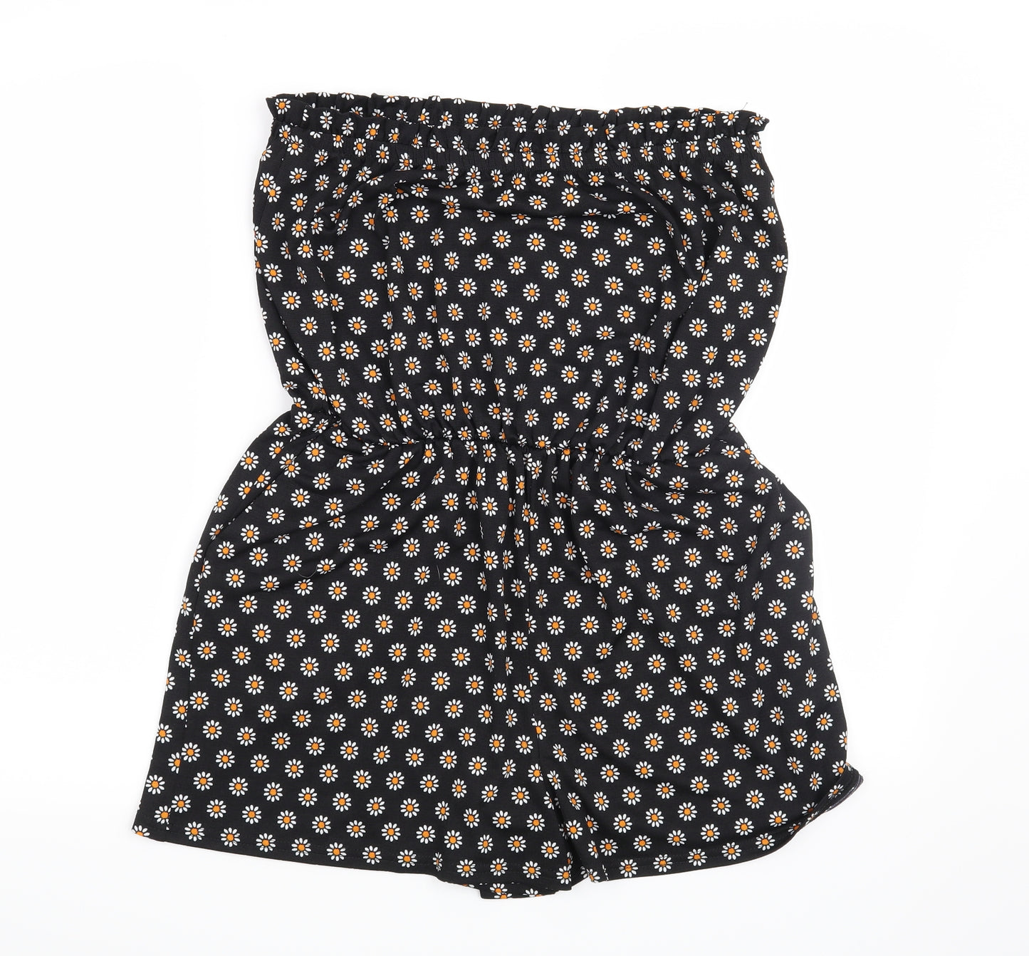 George Womens Black Floral  Playsuit One-Piece Size 12