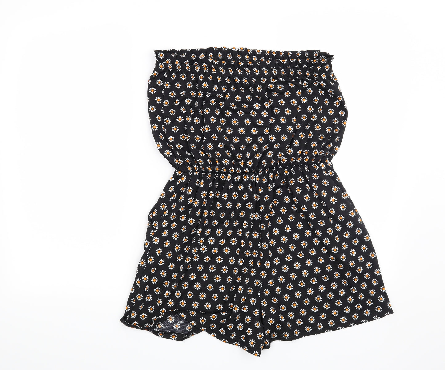 George Womens Black Floral  Playsuit One-Piece Size 12