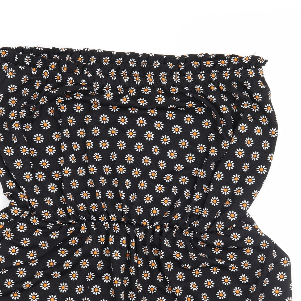 George Womens Black Floral  Playsuit One-Piece Size 12