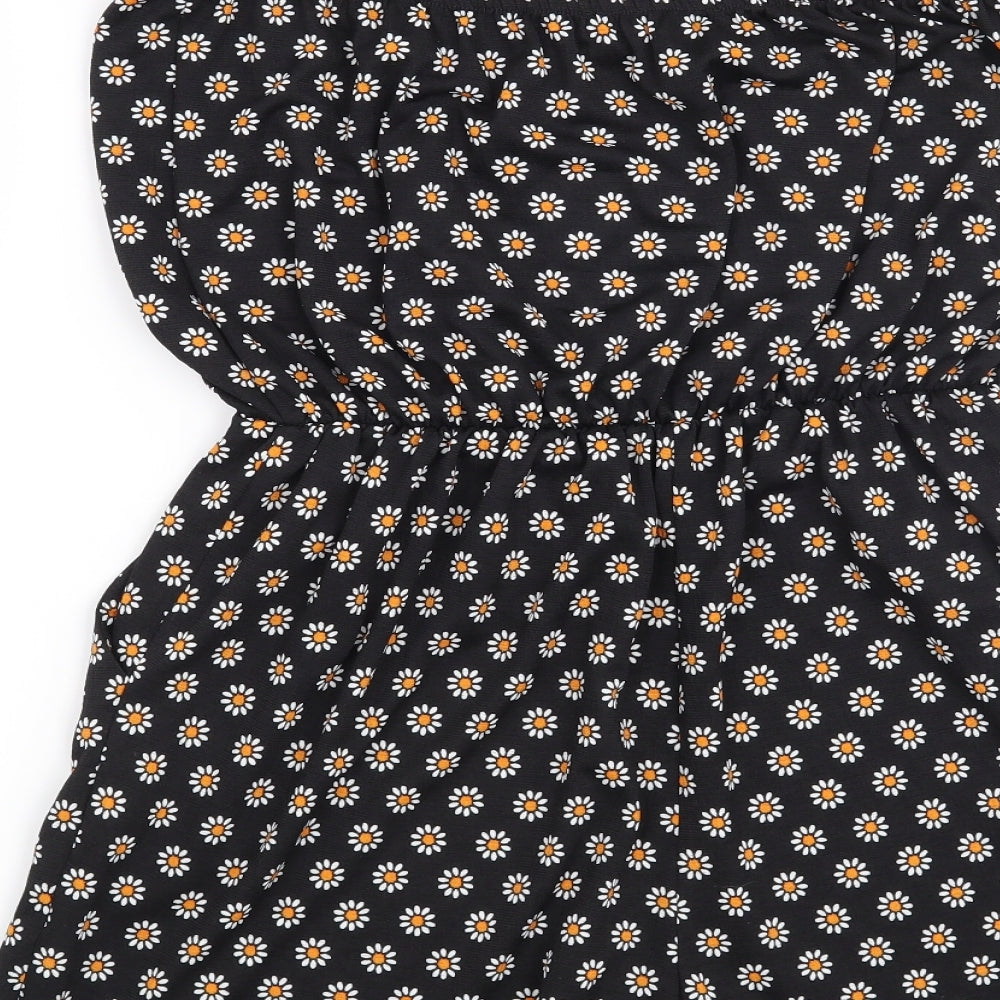 George Womens Black Floral  Playsuit One-Piece Size 12