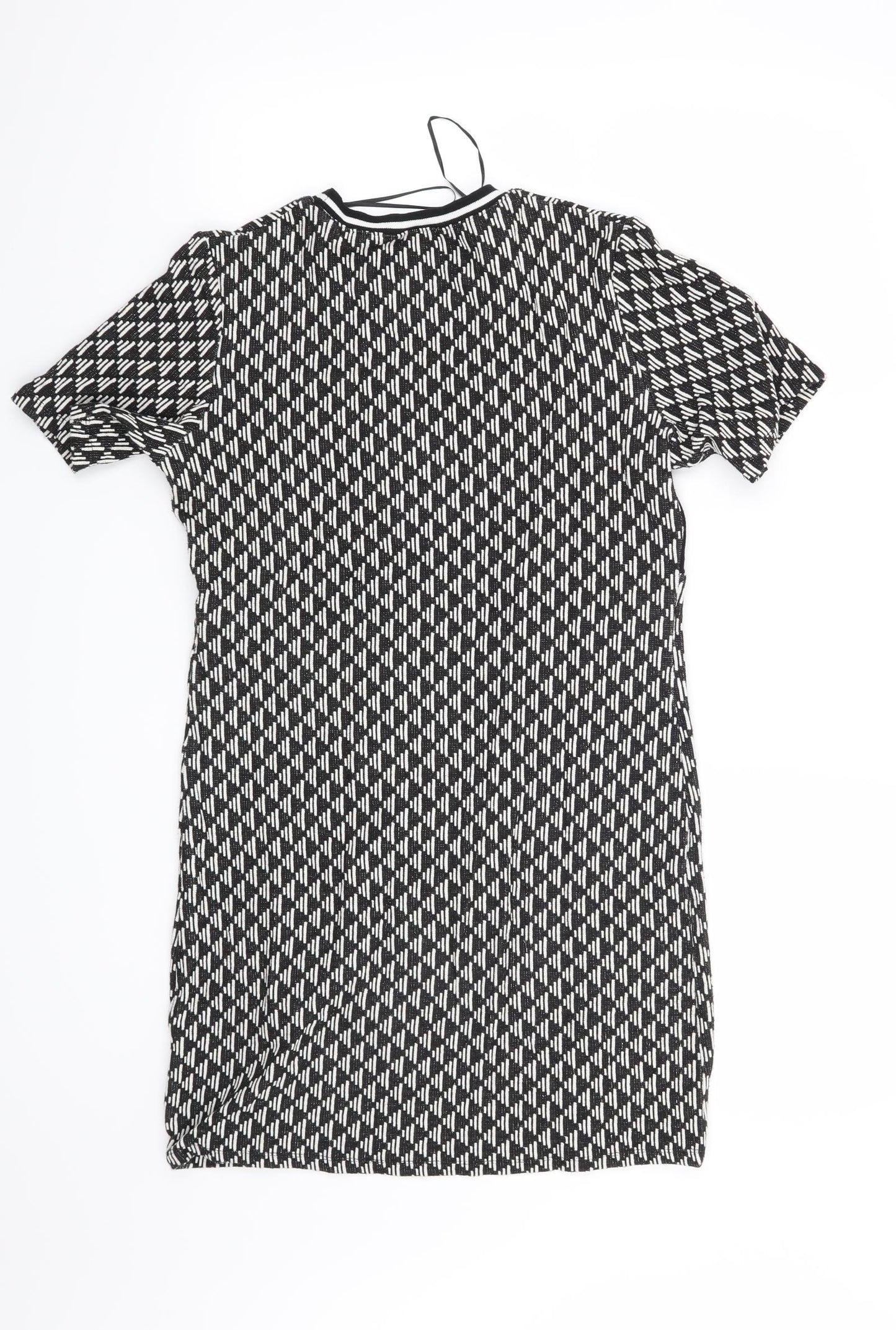 Select Womens Black Geometric  T-Shirt Dress  Size 14  - Awkward