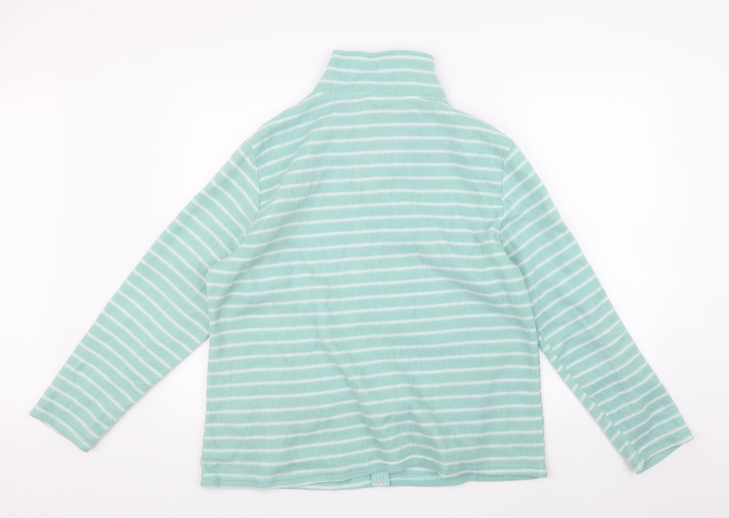 Anne De Lancay Womens Blue Striped Fleece Jacket  Size L