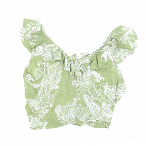 Patrons of Peace Womens Green Floral  Basic Tank Size M