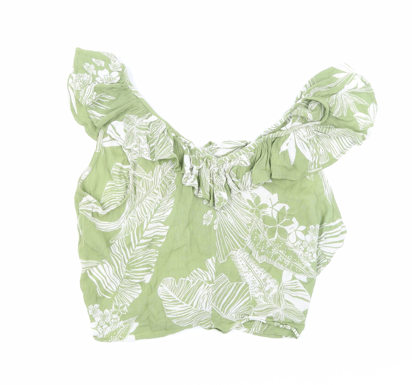 Patrons of Peace Womens Green Floral  Basic Tank Size M