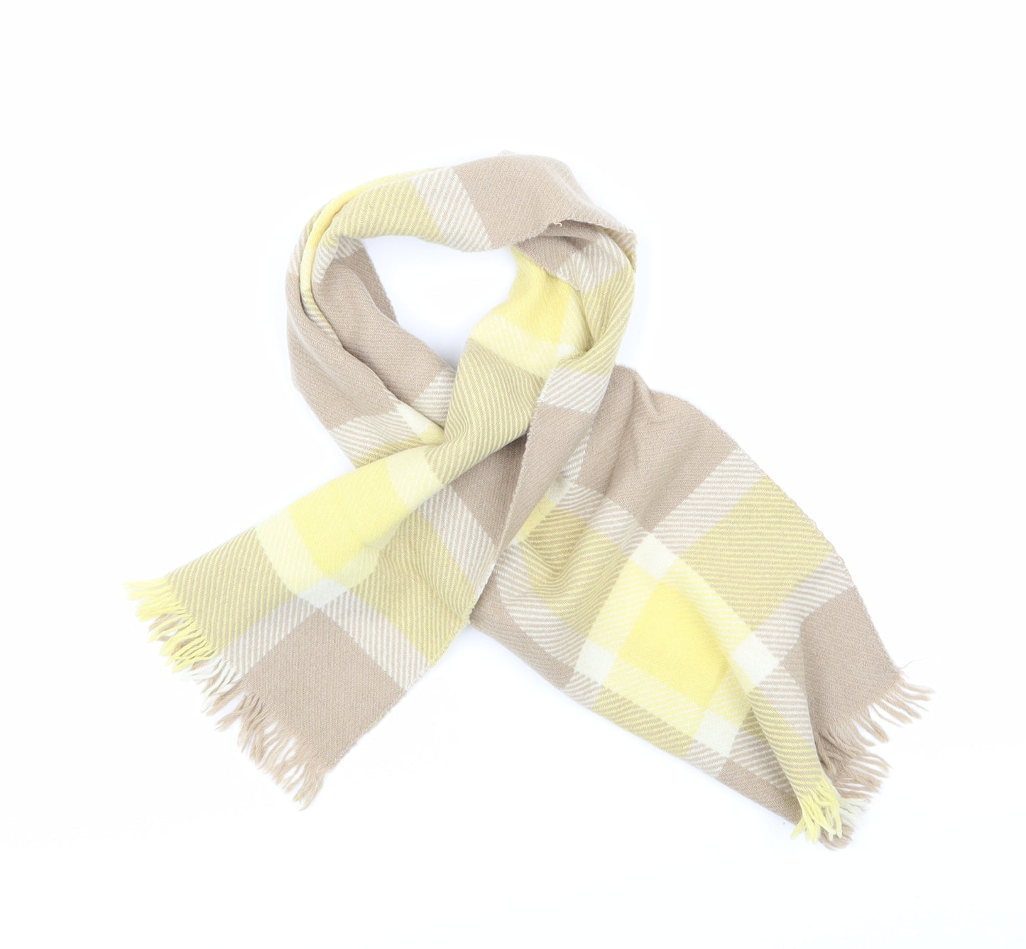 Preworn Womens Beige Check Knit  Scarf