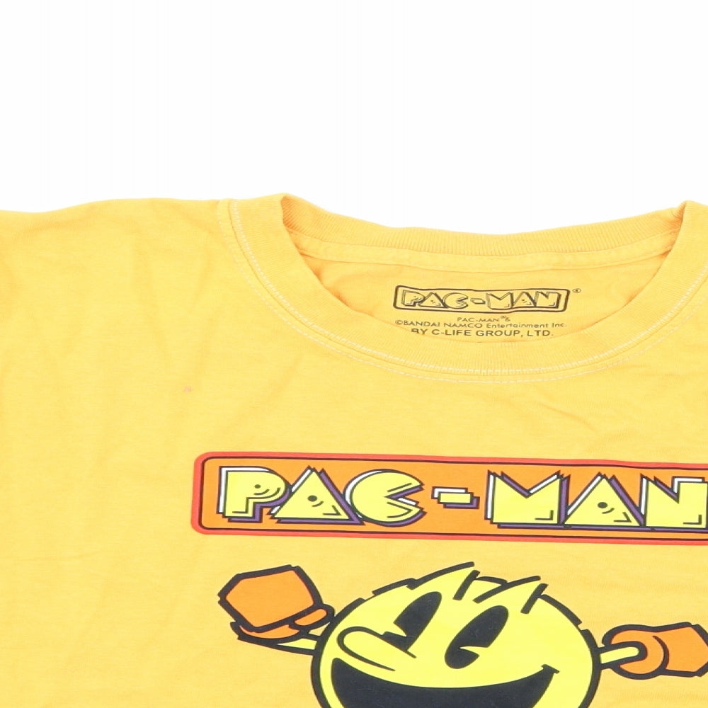 Pac Man Womens Yellow   Basic T-Shirt Size L