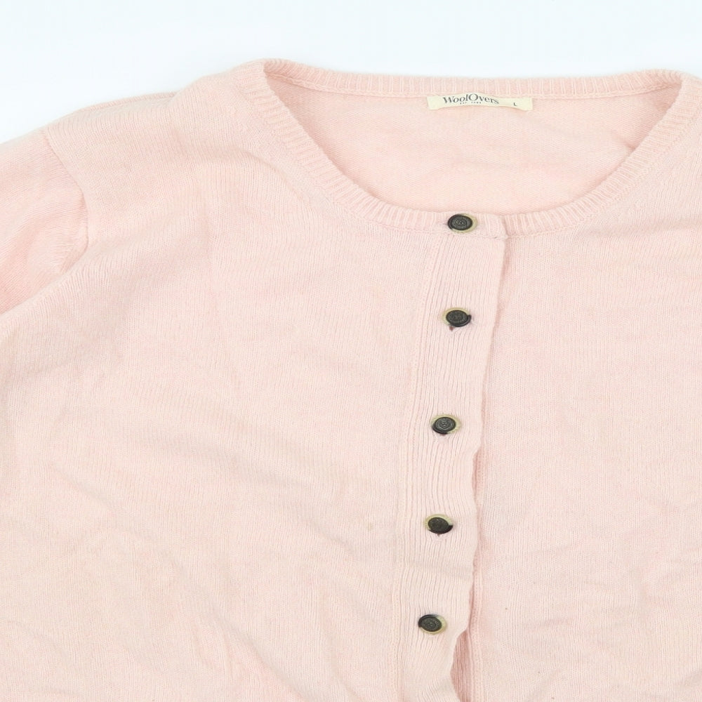 Woolovers Womens Pink  Knit Cardigan Jumper Size L