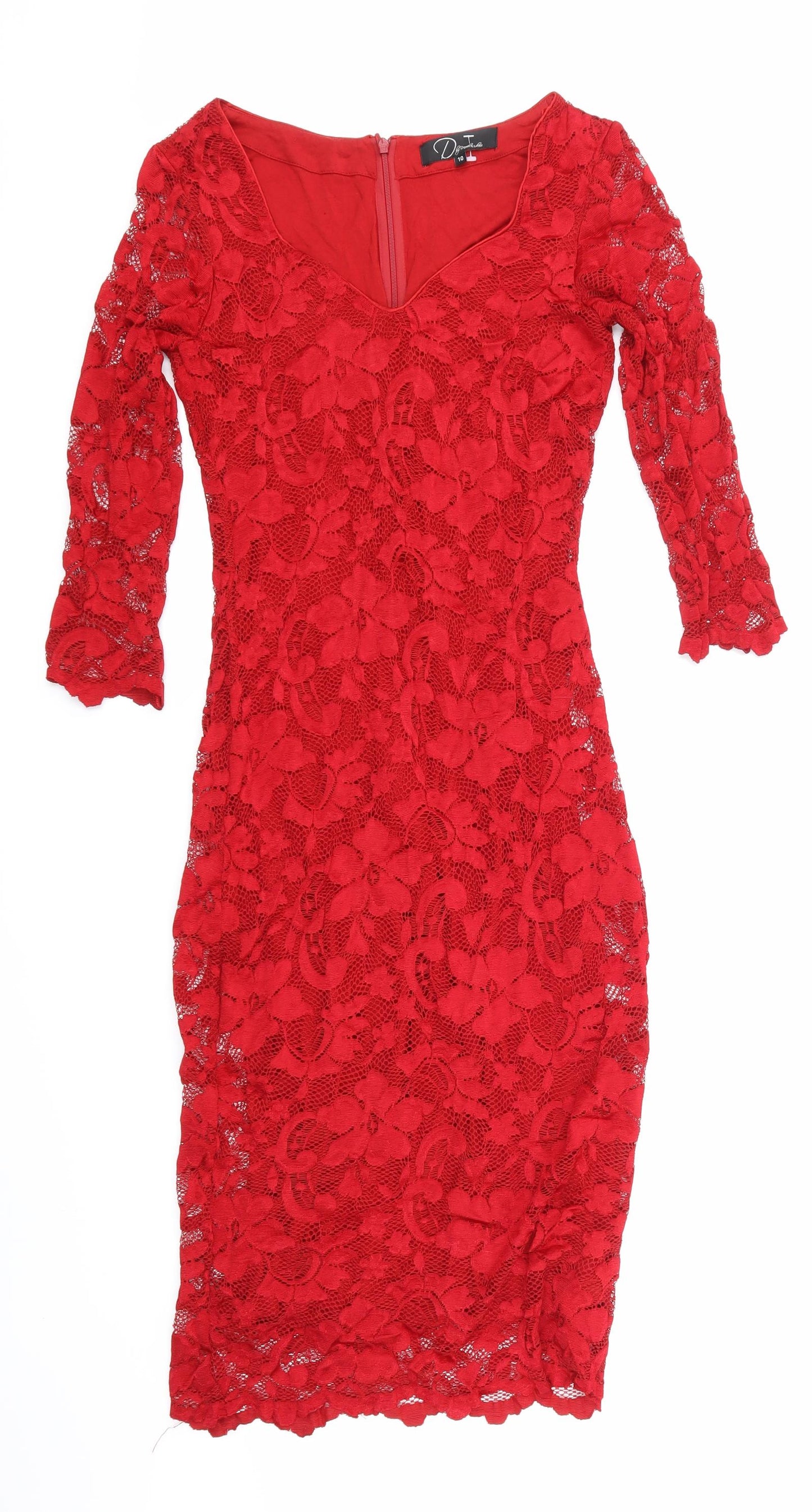 Damsel in a Dress Womens Red  Lace A-Line  Size 10