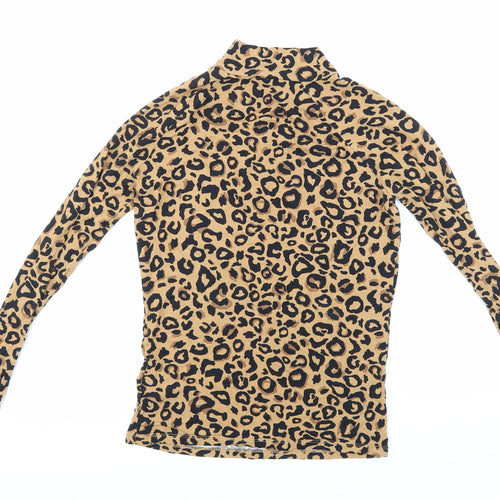 Apricot Womens Brown Animal Print  Basic T-Shirt Size 8