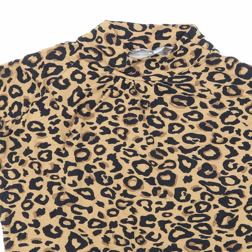 Apricot Womens Brown Animal Print  Basic T-Shirt Size 8